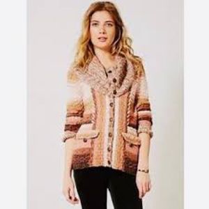 Anthropologie Sleeping On Snow Wool Blend Multicolor Sweater Cardigan NWT Medium
